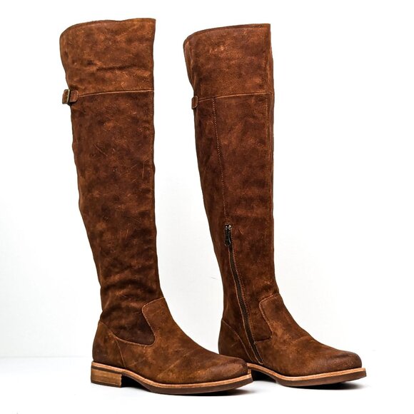Kork Ease Women Addison Distress Suede OTK Zip Buckle Tall Boots size 7 - Picture 1 of 10